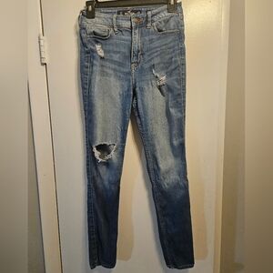 Hollister Medium Blue Ripped Skinny Jeans 26/28